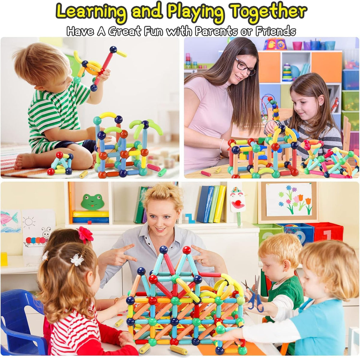 Magnetic Rods Building Blocks | Magnetic Construction Toy for Kids