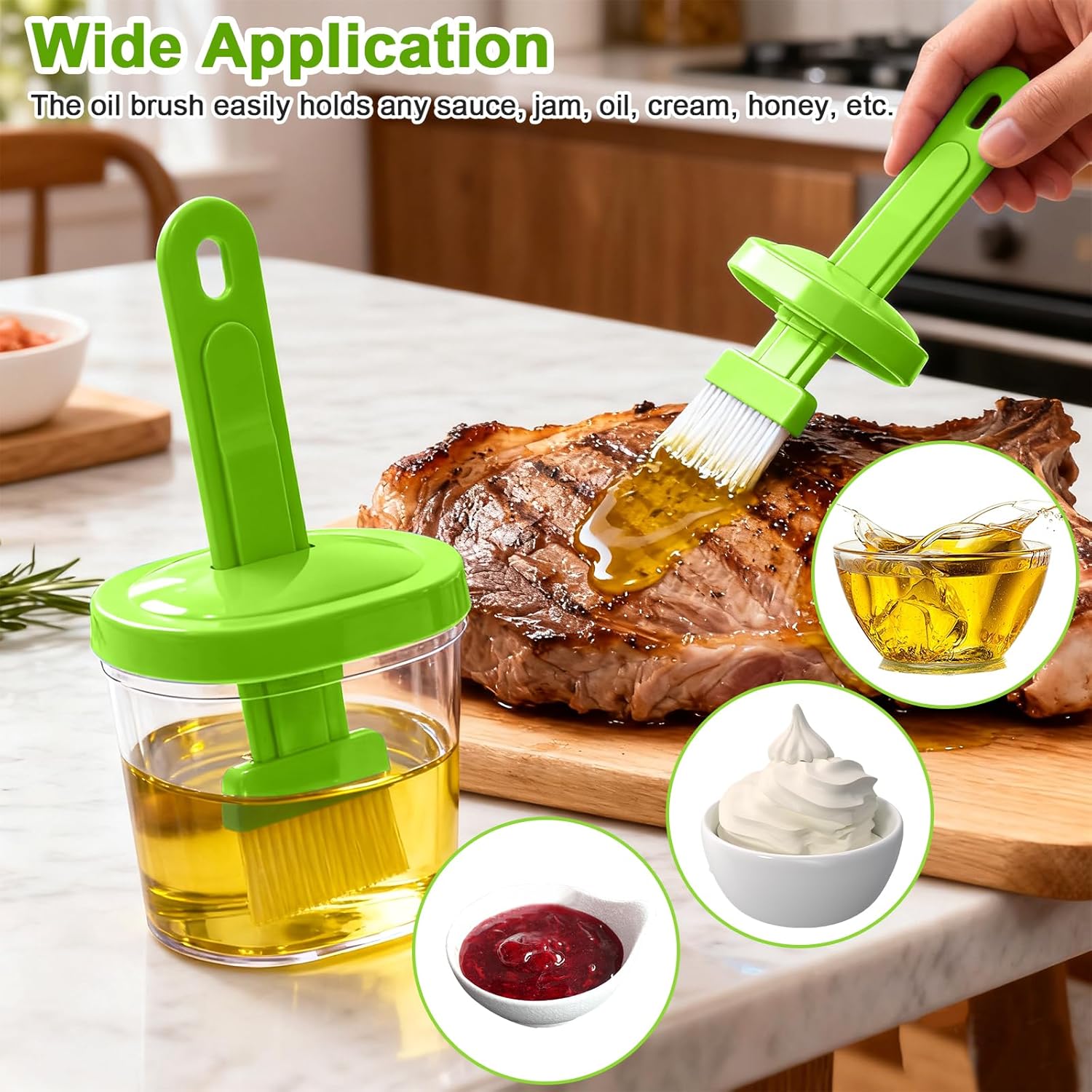 Refillable Silicone Oil Brush with Bottle for Cooking, BBQ, Baking, and Grilling