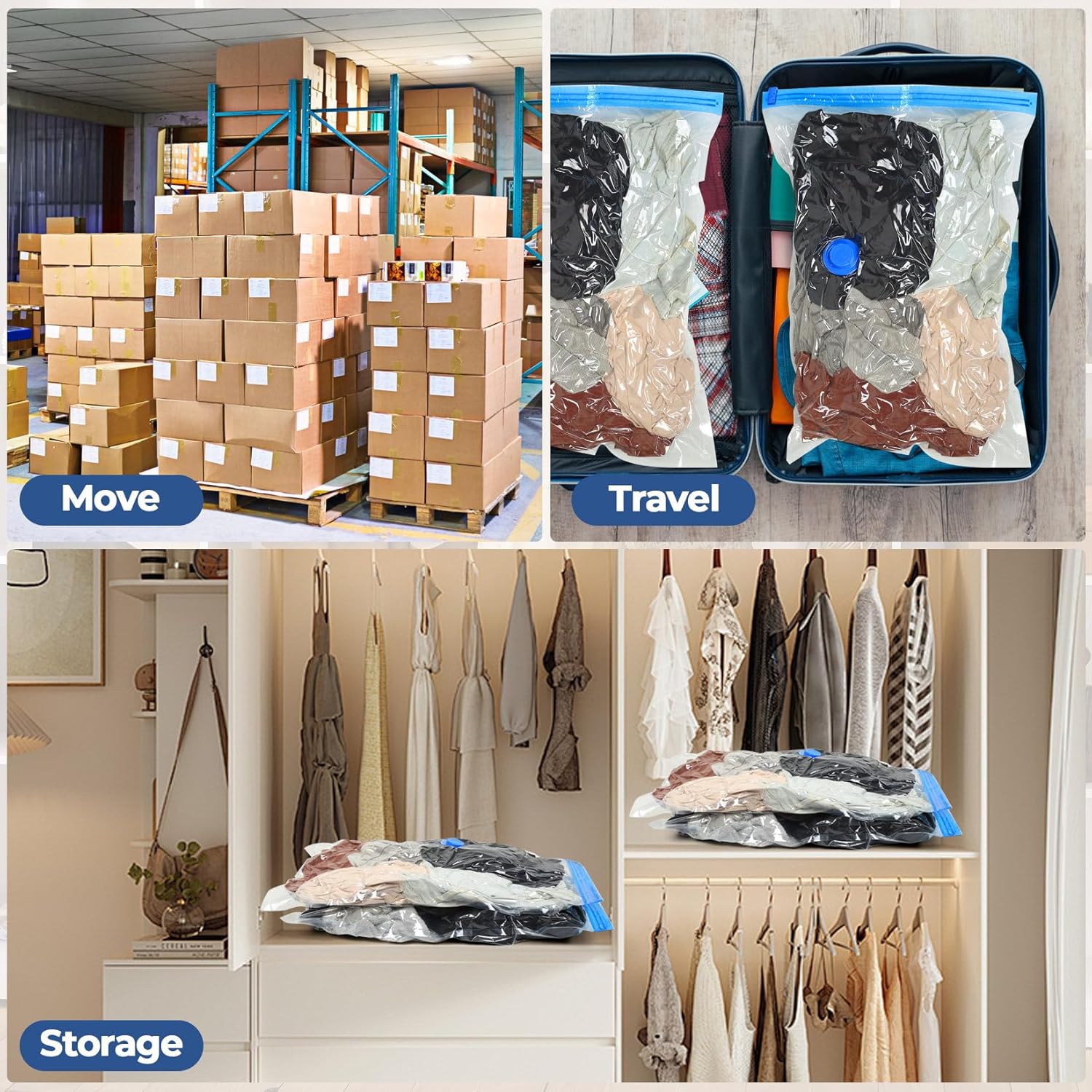 Gadget Deals 5-Vacuum Storage Bags-(2bags50*70cm,2bags60*80cm,1bag80*100cm)-with Pump