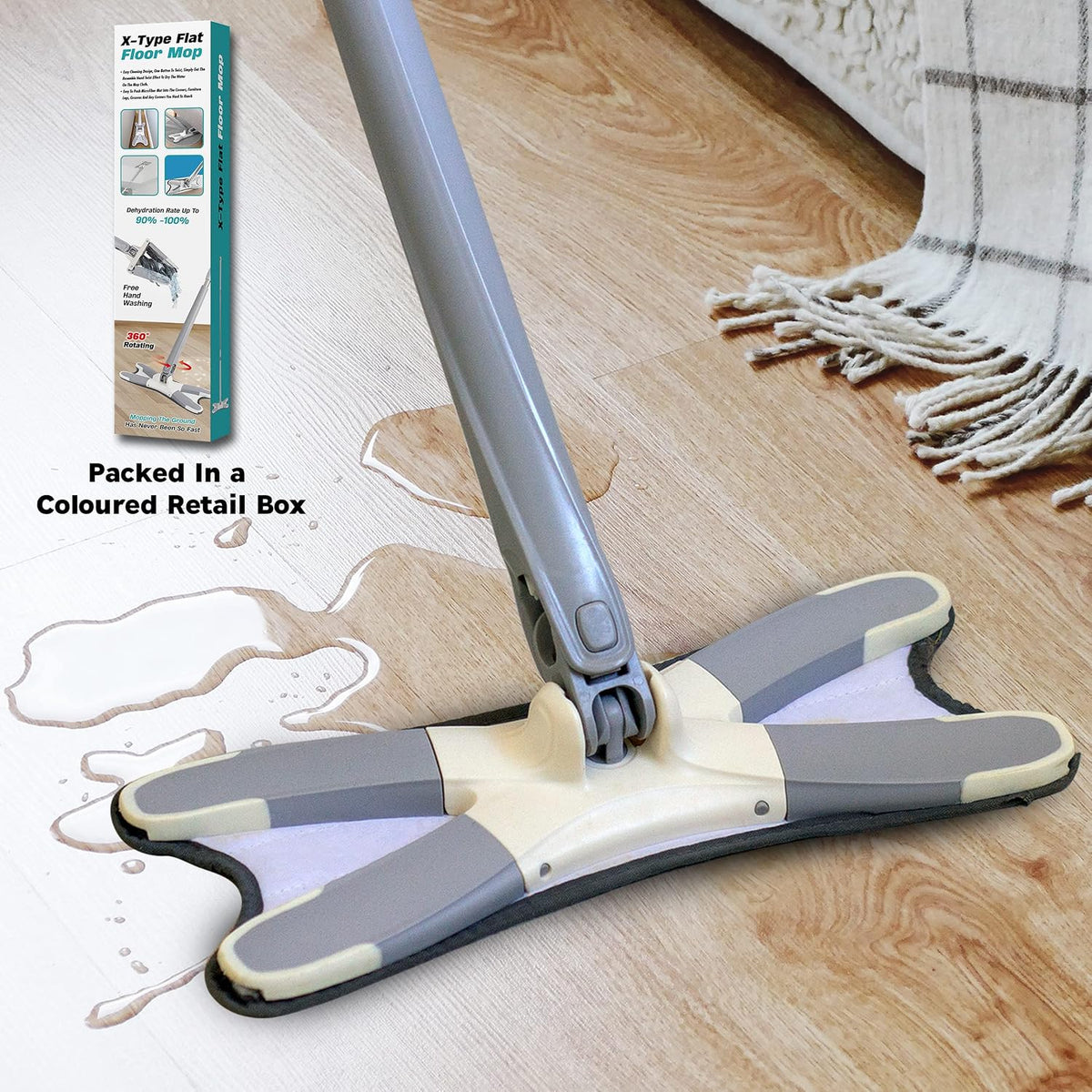 X Type Floor Mop – Flat Microfiber Cleaning Mop, Lightweight Easy Install Mop for Home, Kitchen & Bathroom