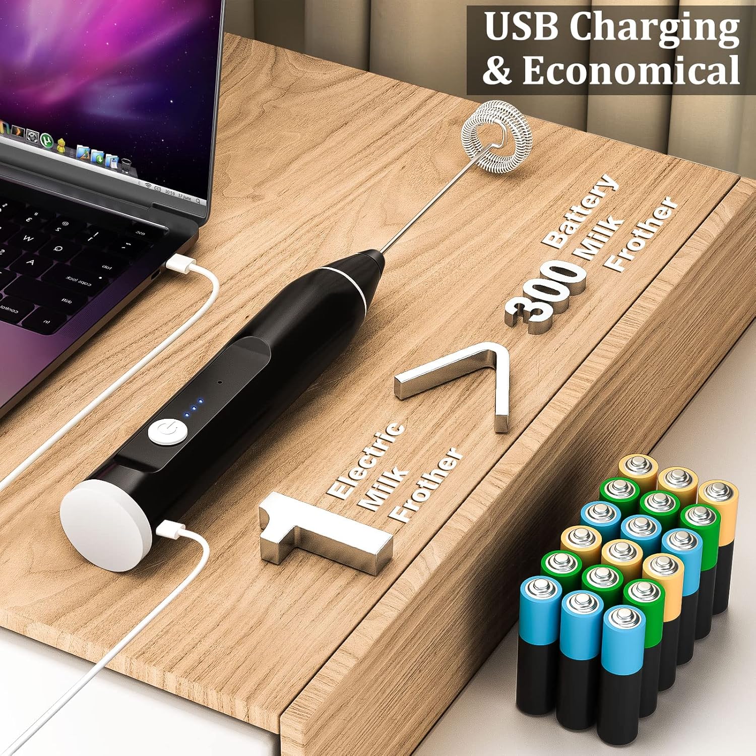 Wireless Electric Egg Beater Milk Frother, Household Electric Milk Frother Machine, Coffee Stirring Stick, Milk Cover, Hair Beater, 2 in 1 USB Rechargeable Electric Egg Beater Whisk Coffee Mixer - image 3