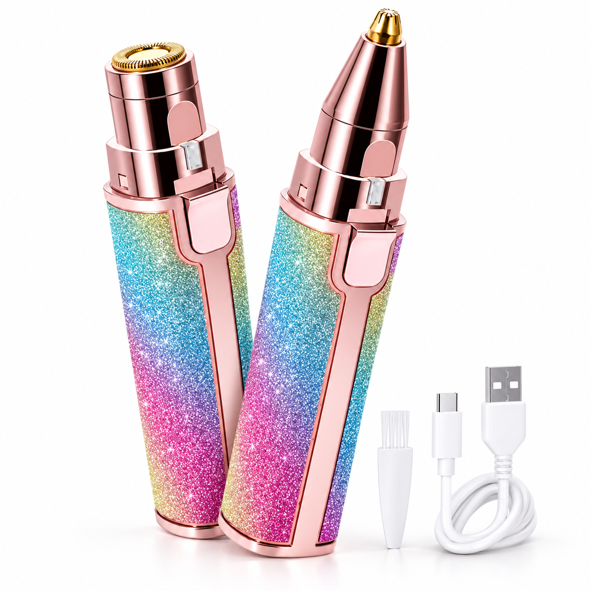 2 in 1 Flawless Eyebrow & Facial Hair Trimmer – USB Rainbow