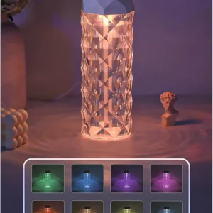 Crystal Lamp Humidifier, with 7 Colors Touch Control Night Light Noiseless Humidifier